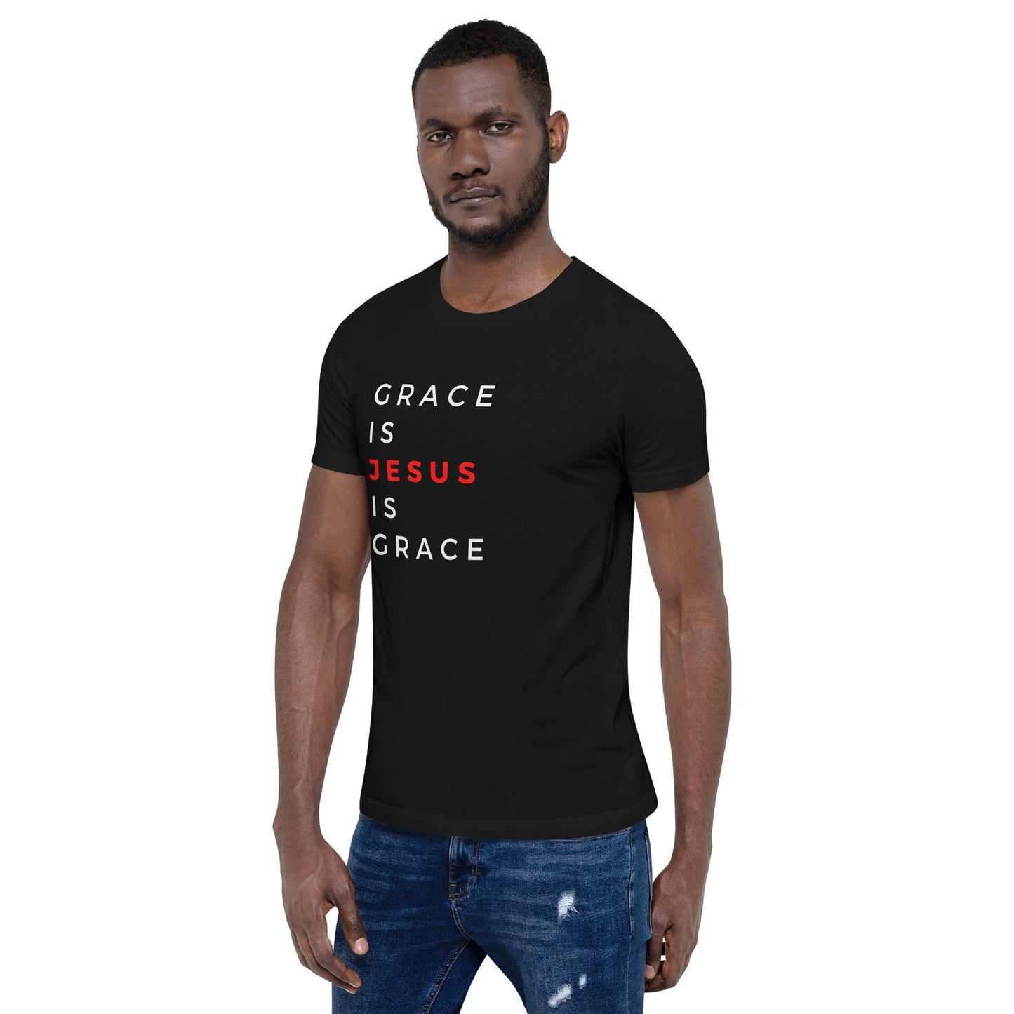Unisex Black T-shirt Grace is Jesus is Grace