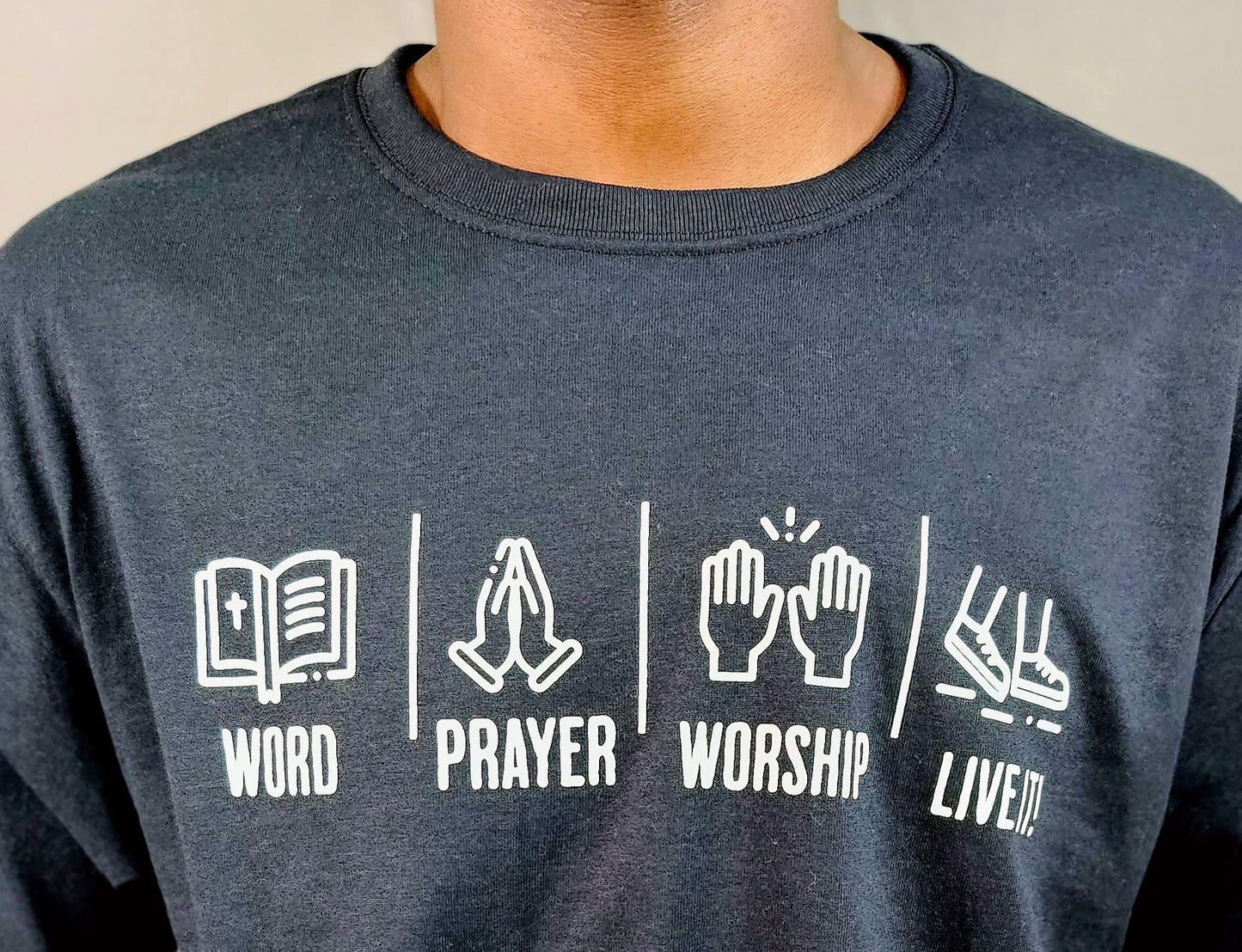 Unisex - Word, Prayer, Worship & Live It! T-Shirt - The Essentials
