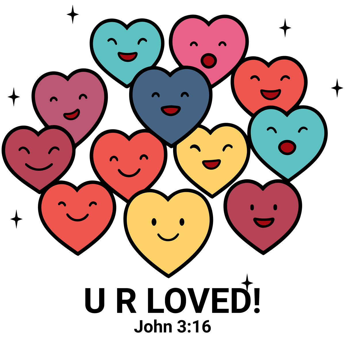 Unisex - Hearts U R Loved John 3:16 - Hoodie