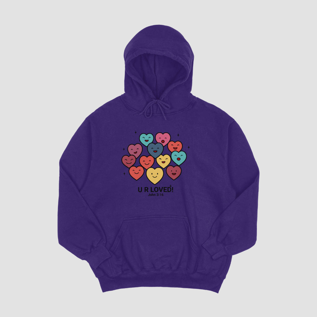 Unisex - Hearts U R Loved John 3:16 - Hoodie