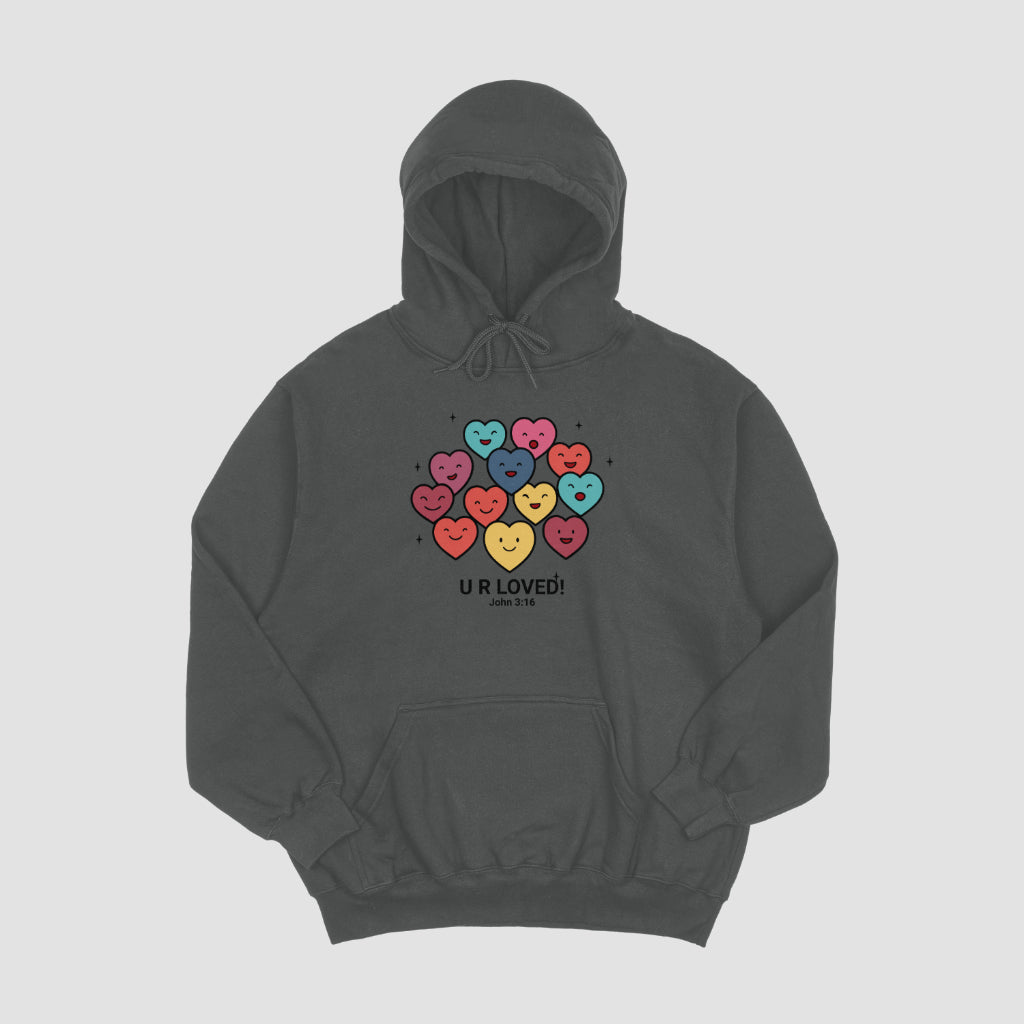 Unisex - Hearts U R Loved John 3:16 - Hoodie