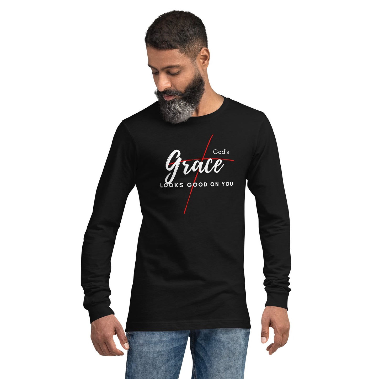 Unisex Black Long Sleeve Tee - God's Grace Looks Good on You