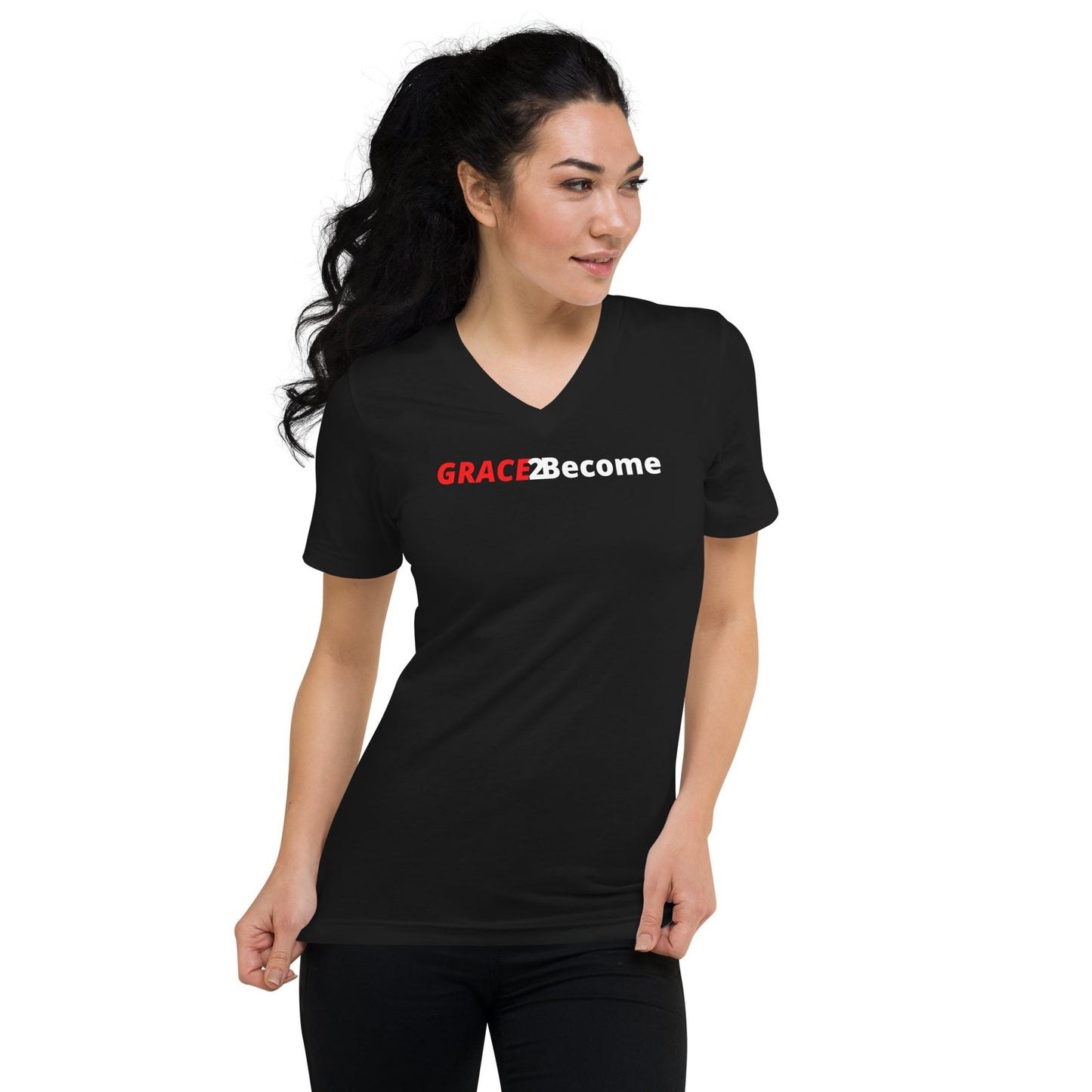 Women's Black V-Neck Logo T-Shirt