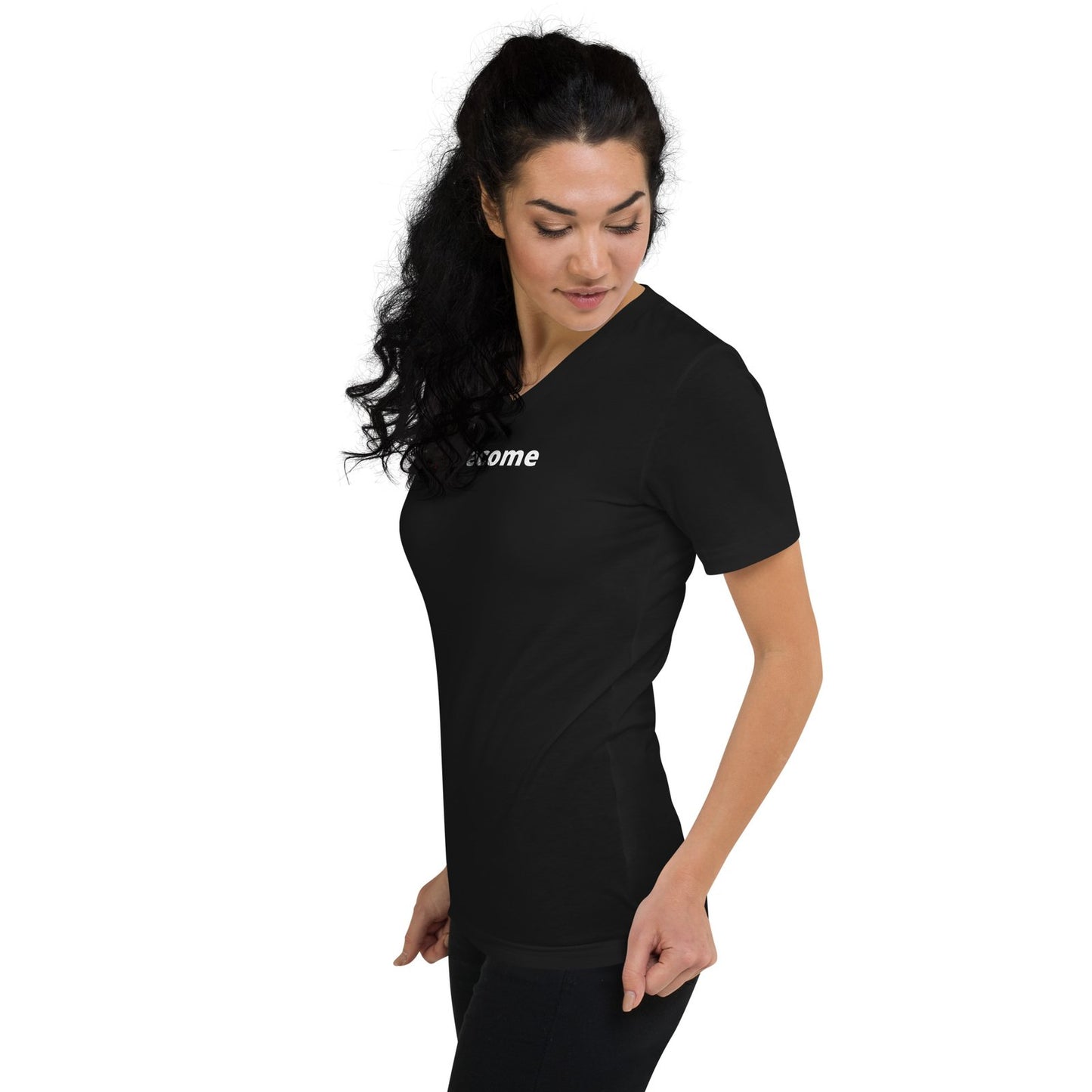 Women's Black V-Neck Logo T-Shirt