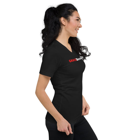 Women's Black V-Neck Logo T-Shirt