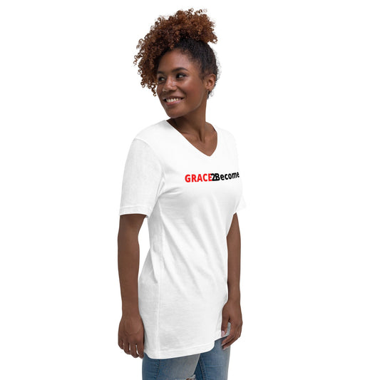 Women's White V-Neck T-shirt Logo